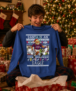 Santa Is An Eagle Crystal Palace Blue Christmas Jumper - Image 2