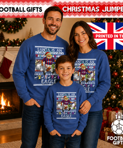 Santa Is An Eagle Crystal Palace Blue Christmas Jumper - Image 4