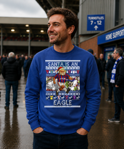 Santa Is An Eagle Crystal Palace Blue Christmas Jumper - Image 3