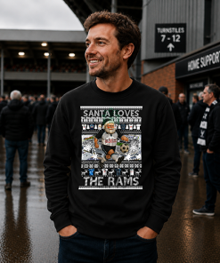 Santa Loves The Rams Derby County Black Christmas Jumper - Image 3