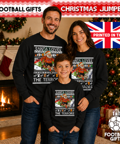 Santa Loves The Terrors Dundee United Black Christmas Jumper - Image 3
