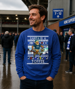 Santa Is A Toffee Everton Blue Christmas Jumper - Image 2