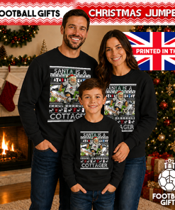 Santa Is A Cottager Fulham Black Christmas Jumper - Image 3