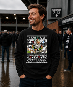 Santa Is A Cottager Fulham Black Christmas Jumper - Image 2