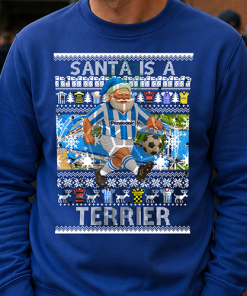 Santa Is A Terrier Huddersfield Blue Christmas Jumper