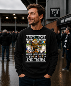 Santa Loves The Tigers Hull City Black Christmas Jumper - Image 3