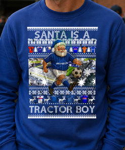Santa Is A Tractor Boy Ipswich Town Blue Christmas Jumper