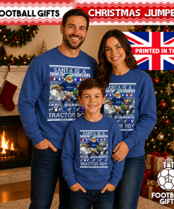 Santa Is A Tractor Boy Ipswich Town Blue Christmas Jumper - Image 3