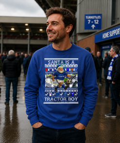 Santa Is A Tractor Boy Ipswich Town Blue Christmas Jumper - Image 2