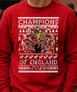 Arsenal Champions Of England 2026 Red Christmas Jumper