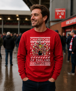 Arsenal Champions Of England 2026 Red Christmas Jumper - Image 4