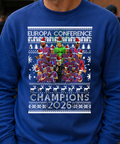 Crystal Palace Conference League Champions 2026 Blue Christmas Jumper