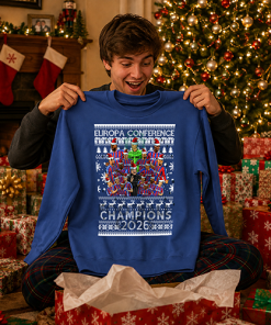 Crystal Palace Conference League Champions 2026 Blue Christmas Jumper - Image 3