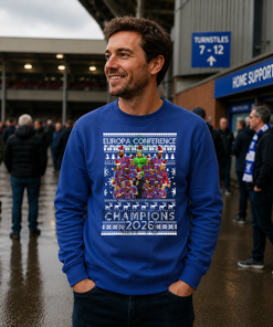 Crystal Palace Conference League Champions 2026 Blue Christmas Jumper - Image 4