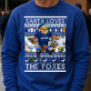 Santa Loves The Foxes Leicester Blue Christmas Jumper