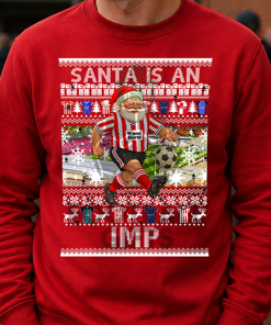 Santa Is An Imp Lincoln City Red Christmas Jumper