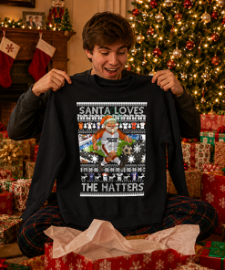 Santa Loves The Hatters Luton Town Black Christmas Jumper - Image 2
