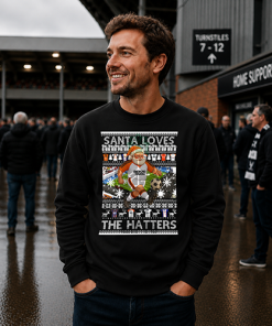 Santa Loves The Hatters Luton Town Black Christmas Jumper - Image 3