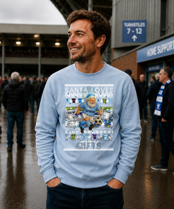 Santa Loves City Man City Sky Blue Christmas Jumper - Image 3