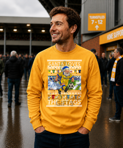 Santa Loves The Stags Mansfield Town Yellow Christmas Jumper - Image 3