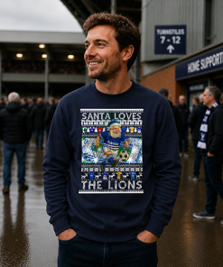 Santa Loves The Lions Millwall Navy Christmas Jumper - Image 3