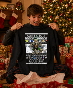 Santa Is A Geordie Newcastle Black Christmas Jumper - Image 2
