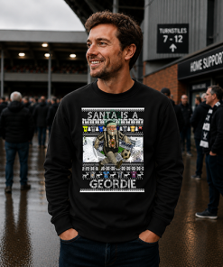Santa Is A Geordie Newcastle Black Christmas Jumper - Image 3