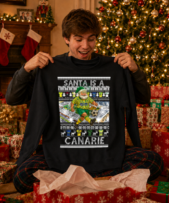 Santa Is A Canarie Norwich City Black Christmas Jumper - Image 2