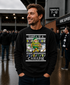 Santa Is A Canarie Norwich City Black Christmas Jumper - Image 3
