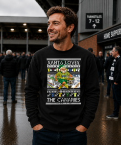 Santa Loves The Canaries Norwich City Black Christmas Jumper - Image 3