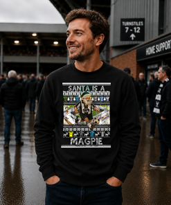 Santa Is A Magpie Notts County Black Christmas Jumper - Image 3