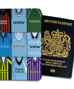 Man City Classic Kit Montage Passport Holder Retro Shirt Montage