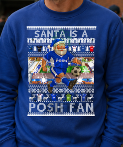 Santa Is A Posh Fan Peterborough Blue Christmas Jumper