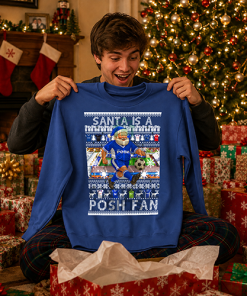 Santa Is A Posh Fan Peterborough Blue Christmas Jumper - Image 2