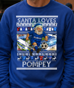 Santa Loves Pompey Portsmouth Blue Christmas Jumper