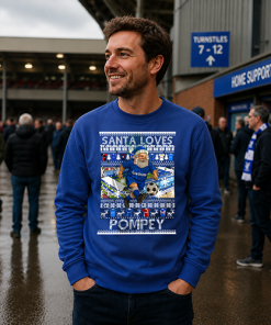 Santa Loves Pompey Portsmouth Blue Christmas Jumper - Image 3