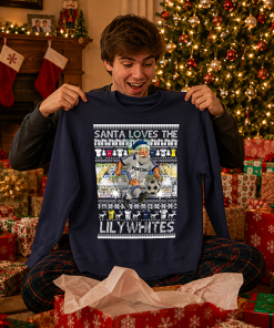 Santa Loves The Lilywhites Preston Navy Christmas Jumper - Image 2