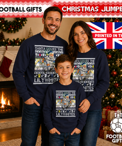 Santa Loves The Lilywhites Preston Navy Christmas Jumper - Image 4