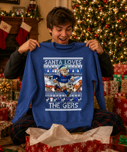 Santa Loves The Gers Rangers Blue Christmas Jumper - Image 2