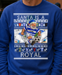 Santa Is A Royal Reading Blue Christmas Jumper