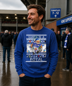 Santa Is A Royal Reading Blue Christmas Jumper - Image 3