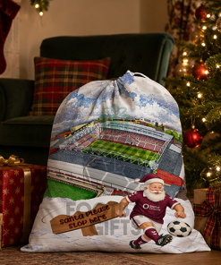 Hearts Santa Stop Here Christmas Santa Sack