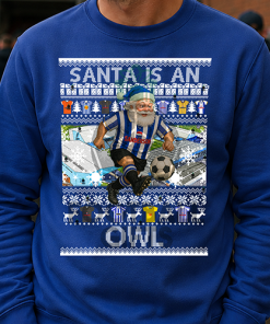 Santa Is An Owl Sheff Wednesday Blue Christmas Jumper