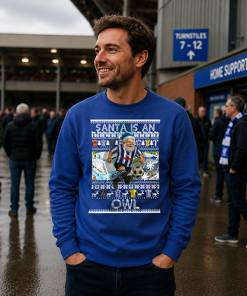 Santa Is An Owl Sheff Wednesday Blue Christmas Jumper - Image 3