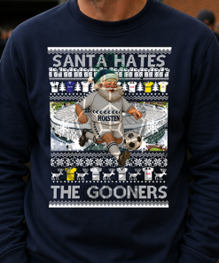 Santa Hates The Gooners Spurs Navy Christmas Jumper