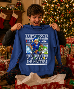 Santa Loves The Hatters Stockport County Blue Christmas Jumper - Image 2