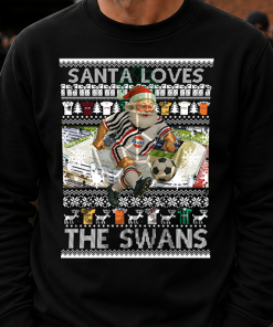 Santa Loves The Swans Swansea City Black Christmas Jumper