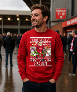 Santa Is A Robin Swindon Town Red Christmas Jumper - Image 3