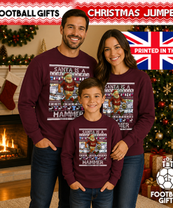 Santa Is A Hammer West Ham Burgundy Christmas Jumper - Image 4