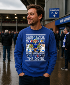 Santa Loves The Dons Wimbledon Blue Christmas Jumper - Image 3